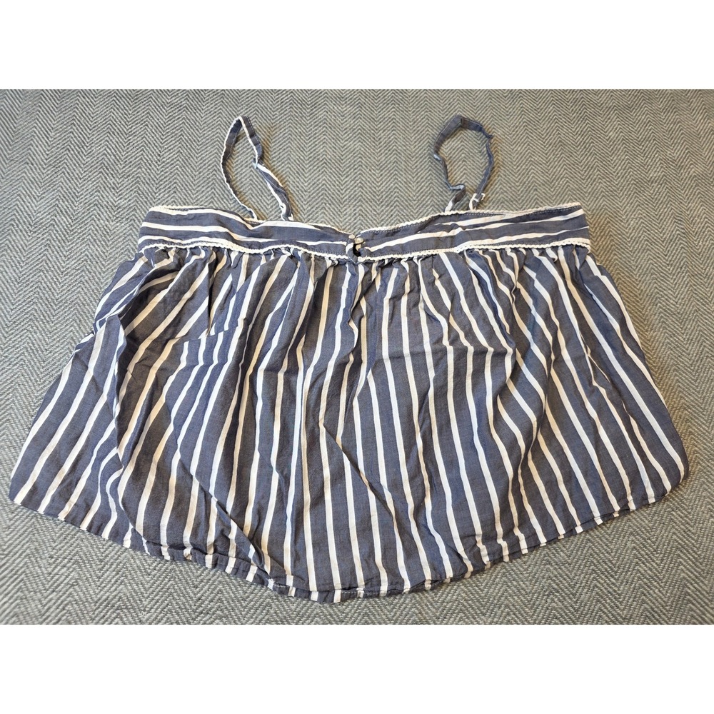 Old Navy Camisole Top Womens Large Blue White Striped Smocked Adjustable Straps